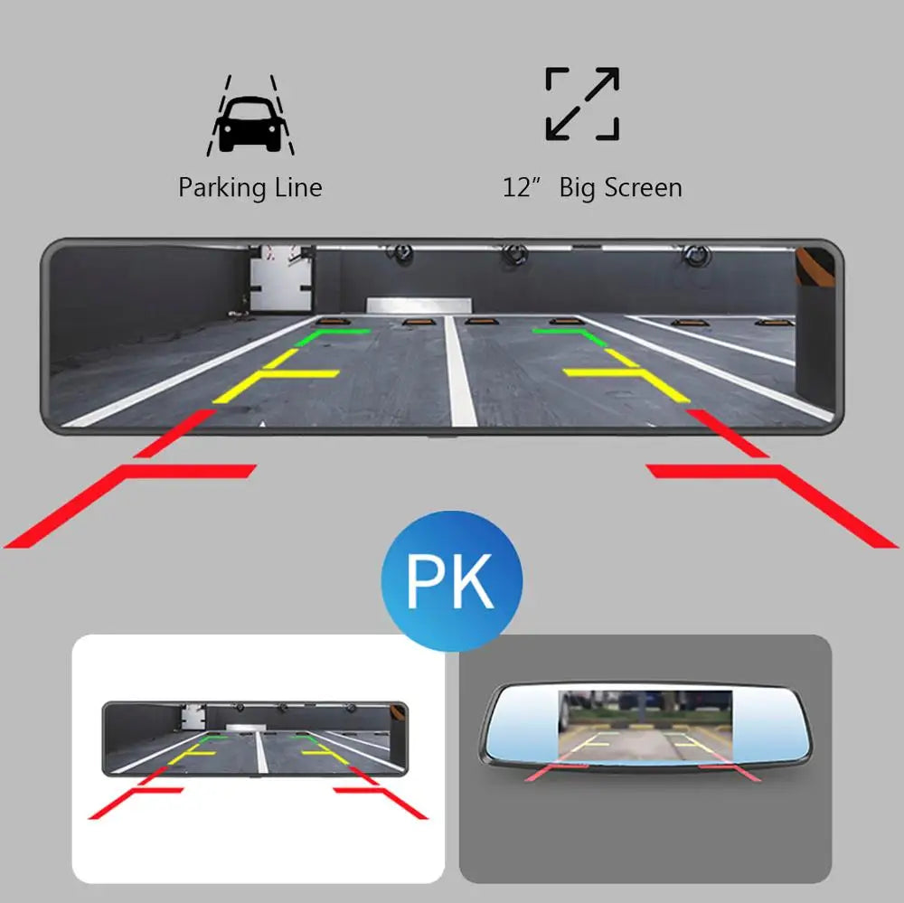 Caméra de Tableau de Bord 4K 12'' avec WIFI, GPS et Vision Arrière 1080P